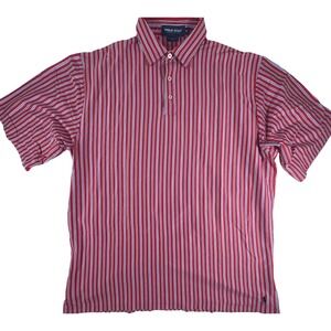 Polo Golf Ralph‎ Lauren Shirt Mens XL Red Blue Pima Short Sleeve Black Pony